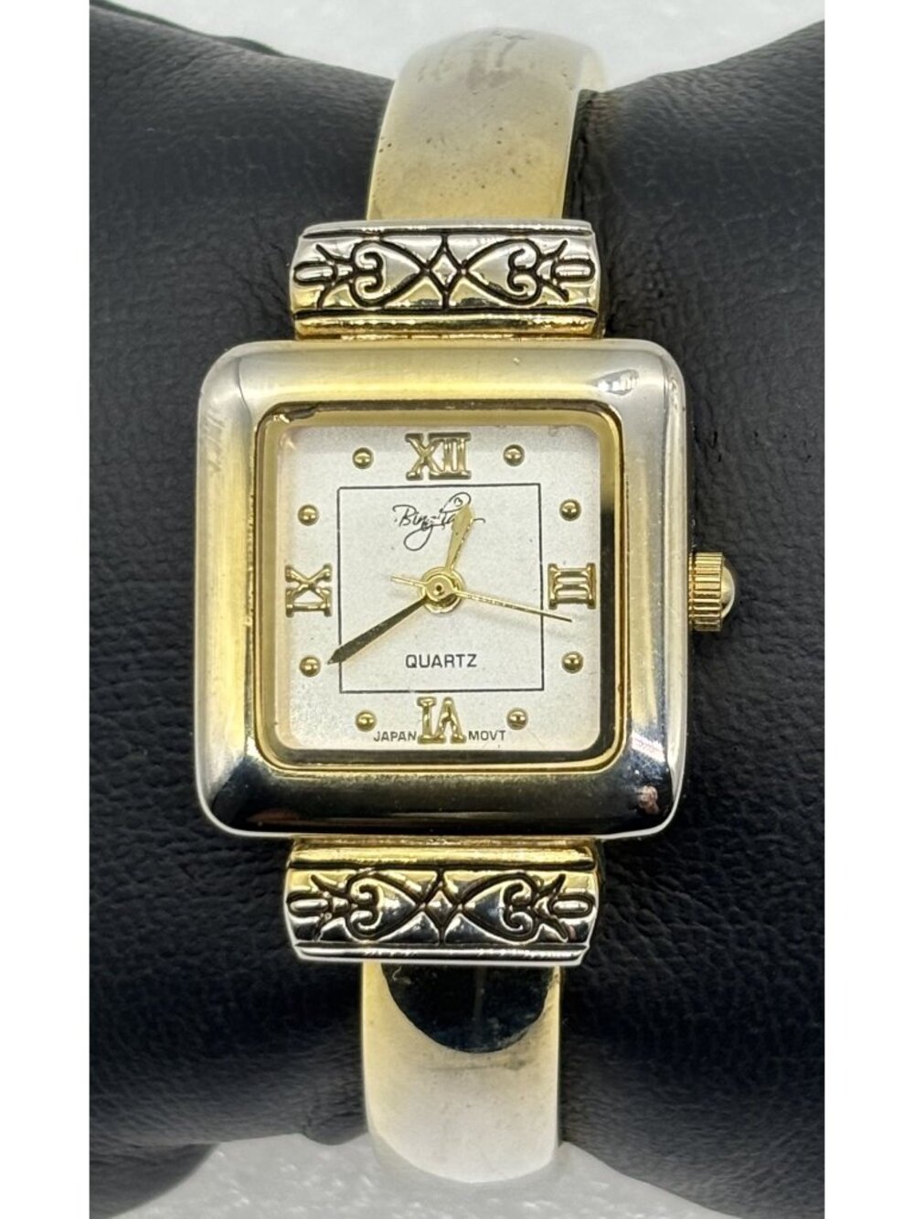 Vintage Bingham Model Number BC 7022G Cuff Watch Gold Tone Late 1990s Early 2000